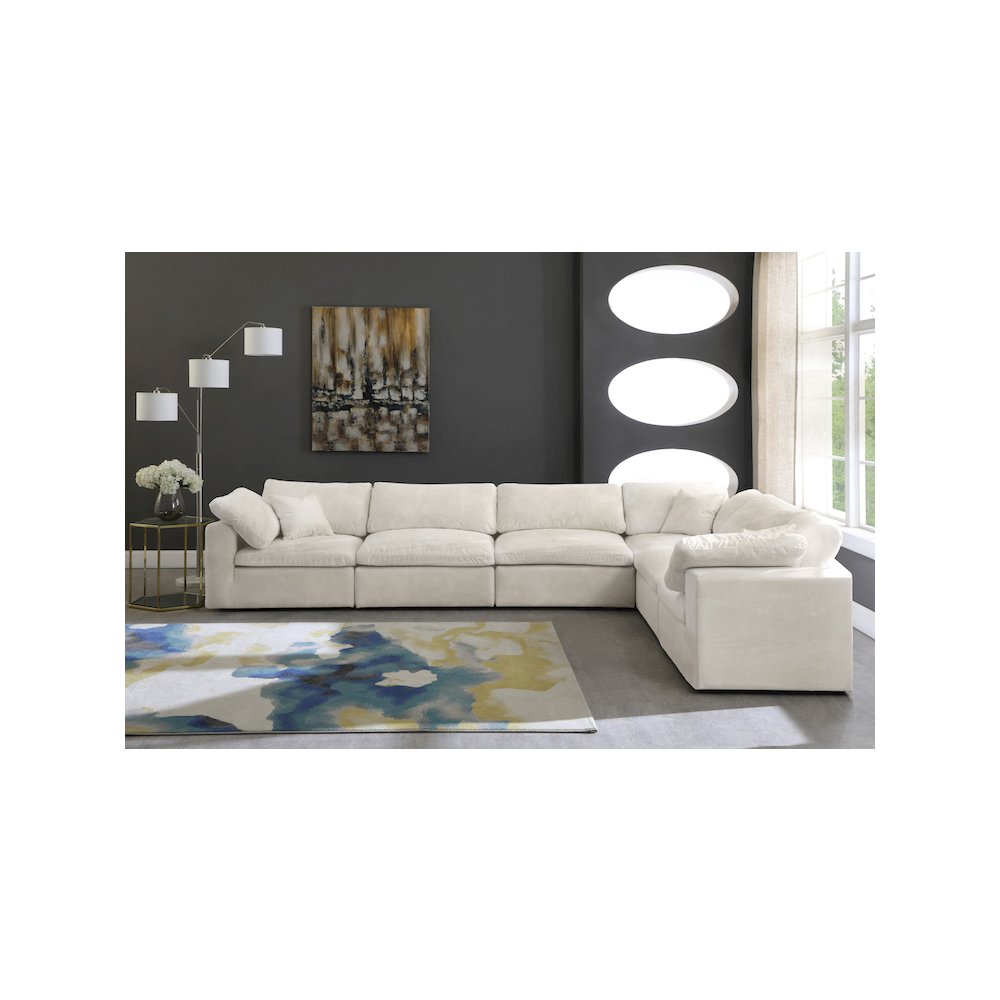 Cozy Cream Velvet Comfort Modular Sectional
