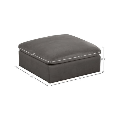 Cozy Grey Velvet Ottoman
