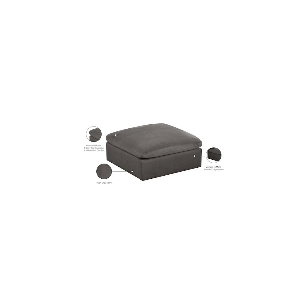 Cozy Grey Velvet Ottoman