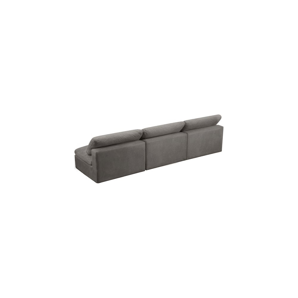Cozy Grey Velvet Comfort Modular Armless Sofa