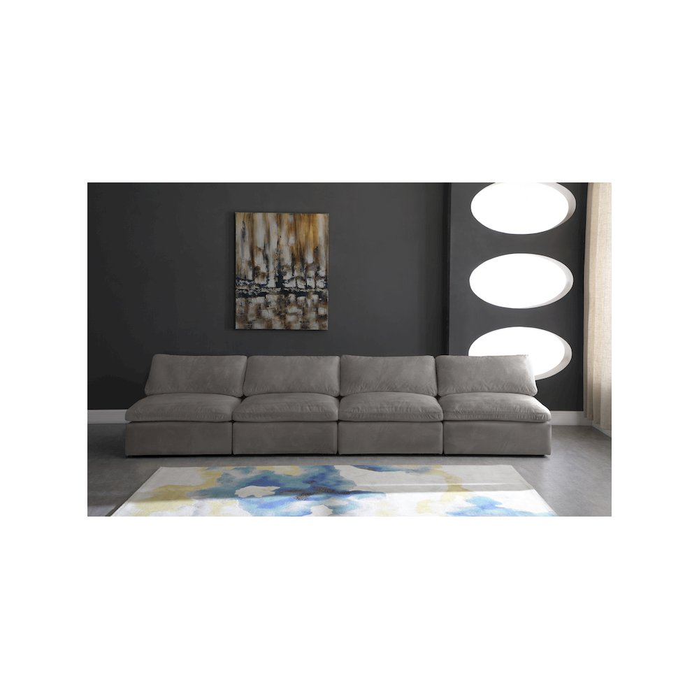 Cozy Grey Velvet Comfort Modular Armless Sofa