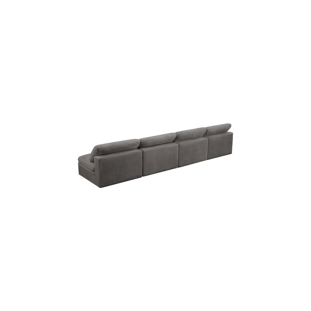 Cozy Grey Velvet Comfort Modular Armless Sofa
