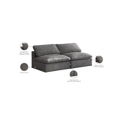 Cozy Grey Velvet Comfort Modular Armless Sofa