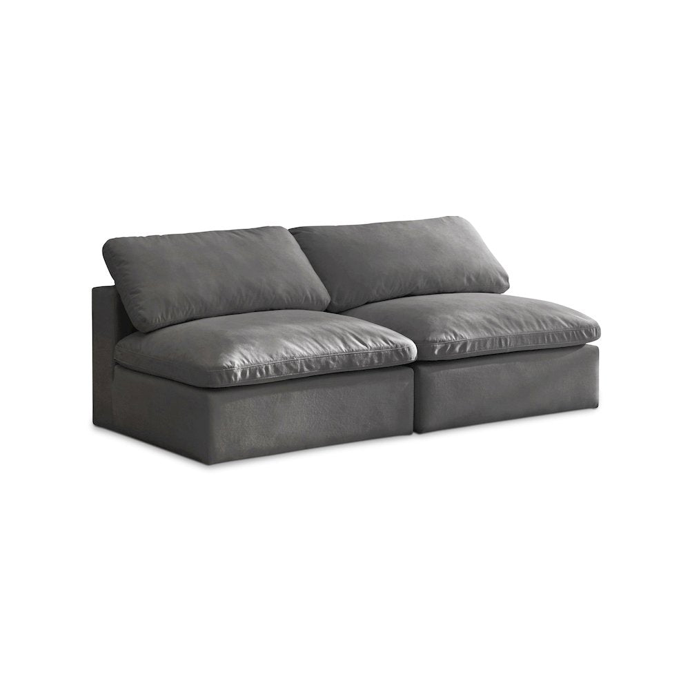 Cozy Grey Velvet Comfort Modular Armless Sofa