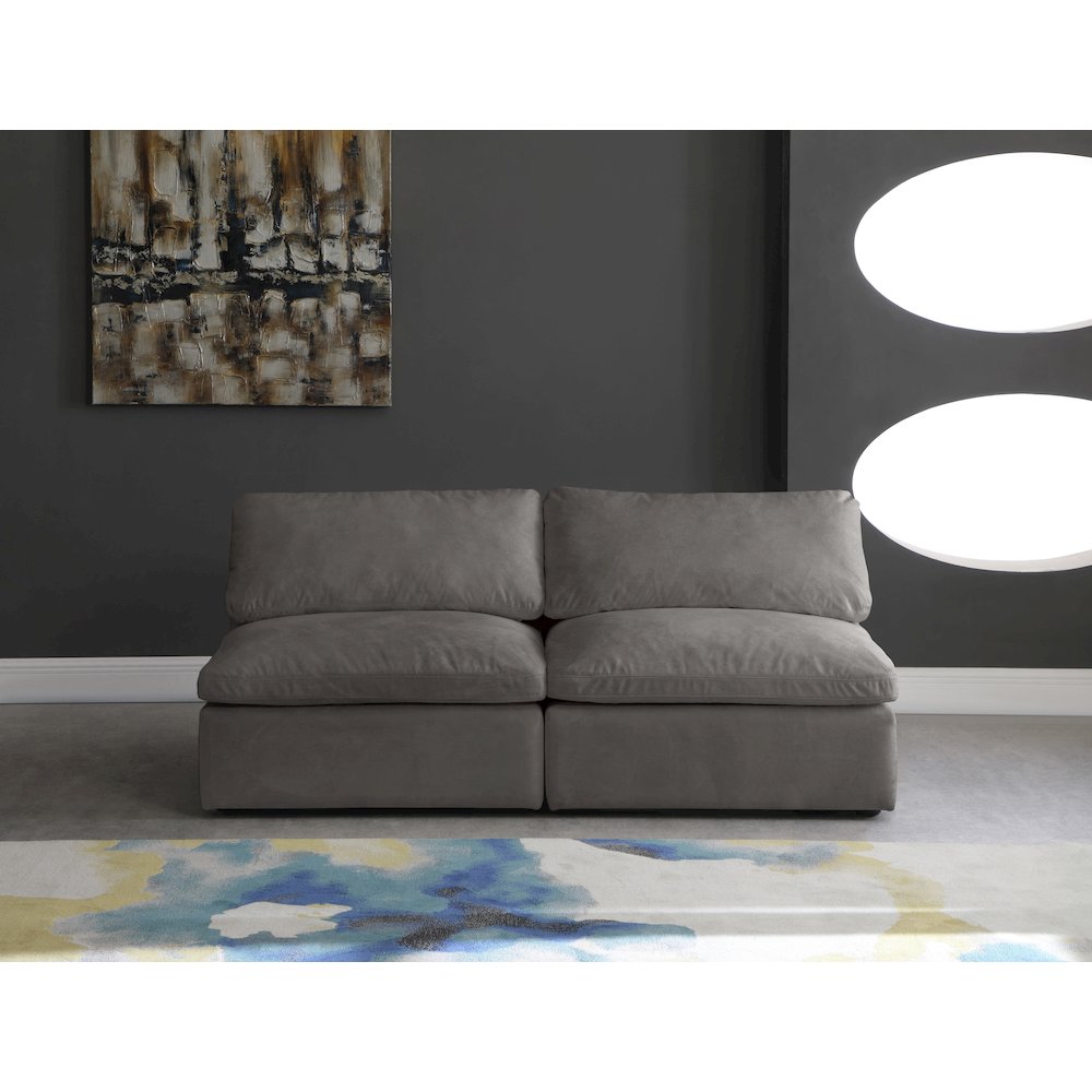 Cozy Grey Velvet Comfort Modular Armless Sofa