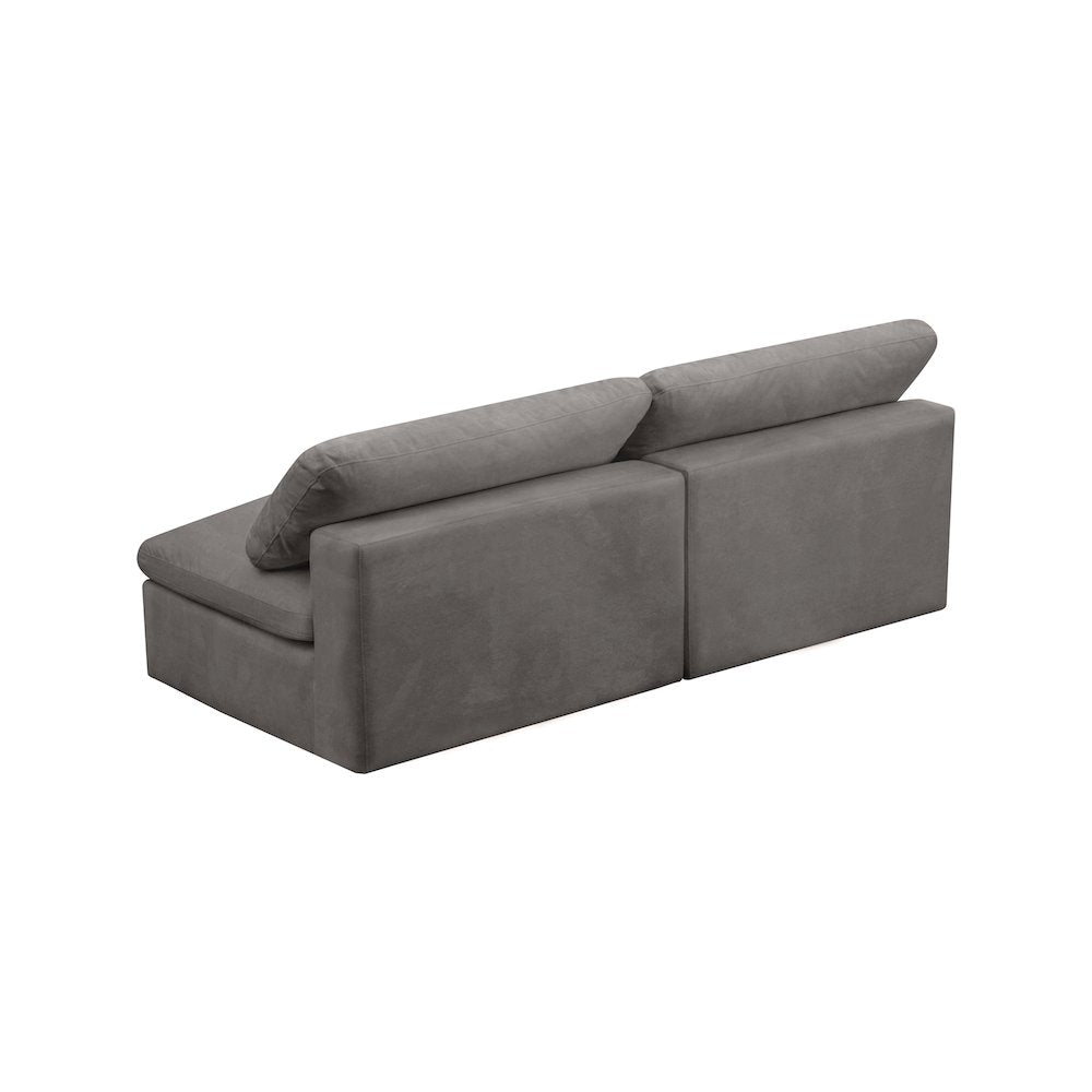 Cozy Grey Velvet Comfort Modular Armless Sofa