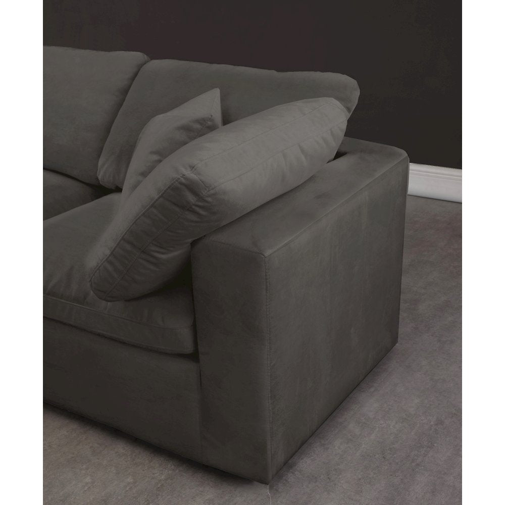 Cozy Grey Velvet Comfort Modular Sofa