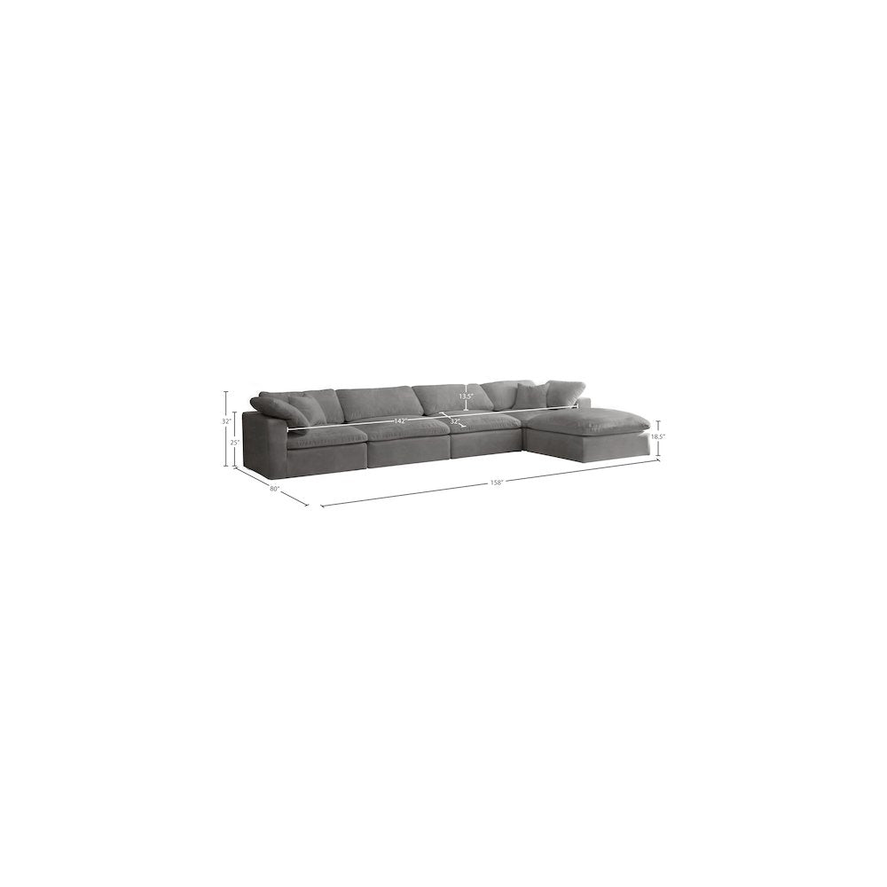 Cozy Grey Velvet Comfort Modular Sectional