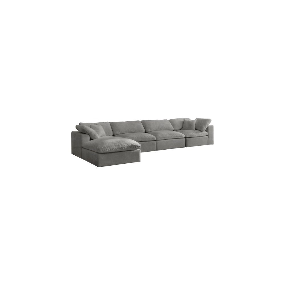 Cozy Grey Velvet Comfort Modular Sectional