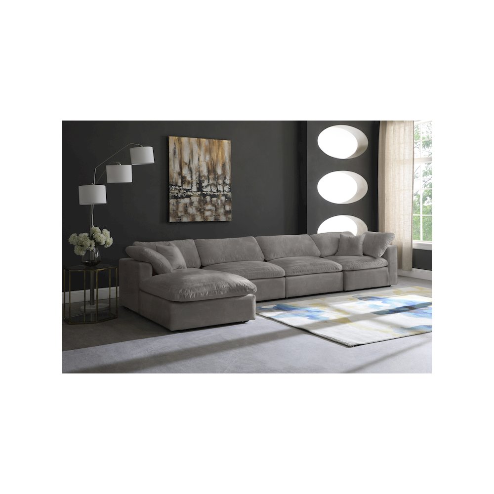 Cozy Grey Velvet Comfort Modular Sectional