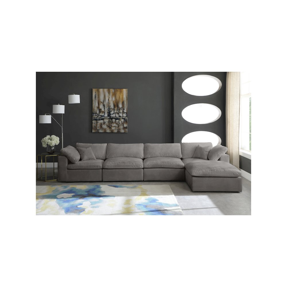 Cozy Grey Velvet Comfort Modular Sectional