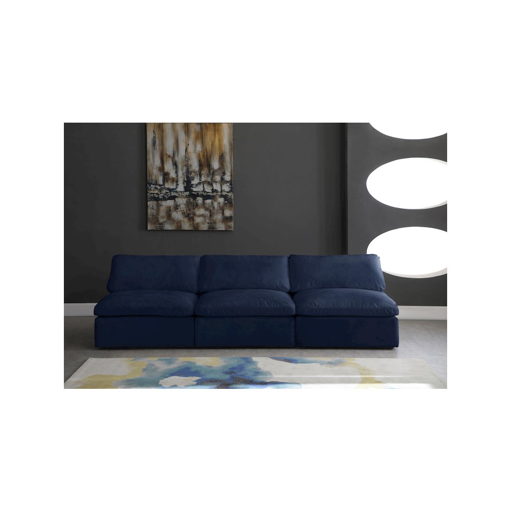 Cozy Navy Velvet Comfort Modular Armless Sofa