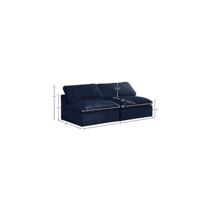 Cozy Navy Velvet Comfort Modular Armless Sofa