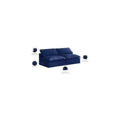 Cozy Navy Velvet Comfort Modular Armless Sofa