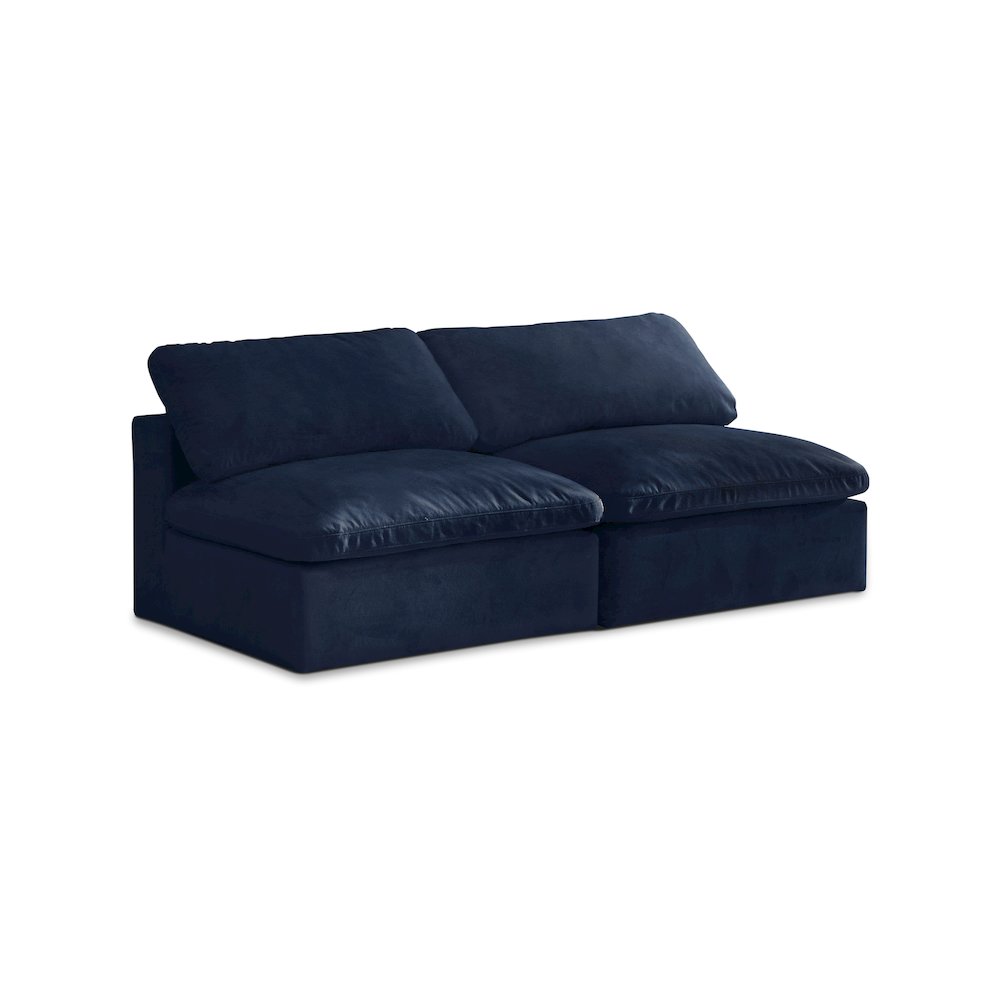 Cozy Navy Velvet Comfort Modular Armless Sofa