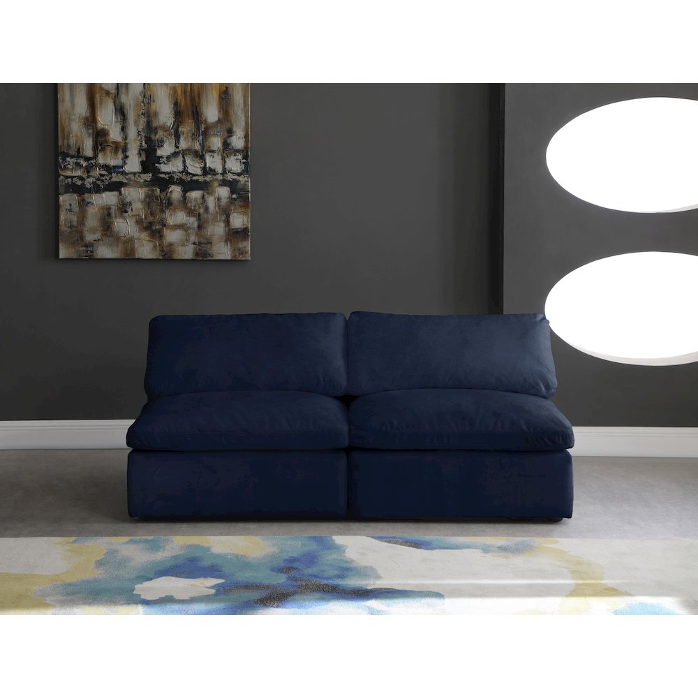 Cozy Navy Velvet Comfort Modular Armless Sofa