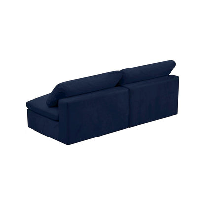 Cozy Navy Velvet Comfort Modular Armless Sofa