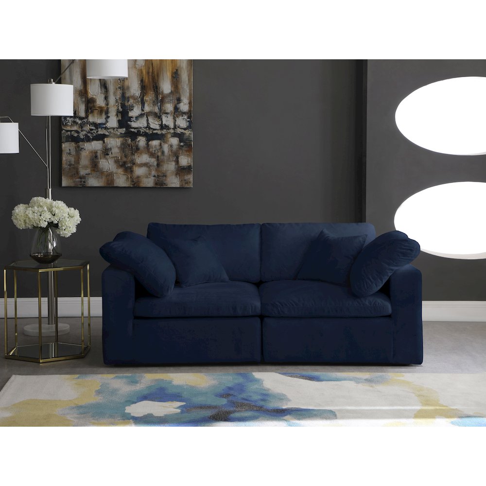 Cozy Navy Velvet Comfort Modular Sofa