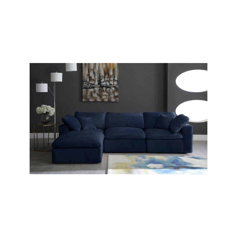 Cozy Navy Velvet Comfort Modular Sectional