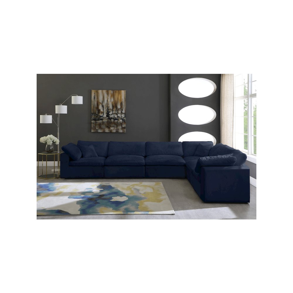 Cozy Navy Velvet Comfort Modular Sectional