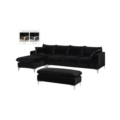 Naomi Black Velvet 2pc. Reversible Sectional