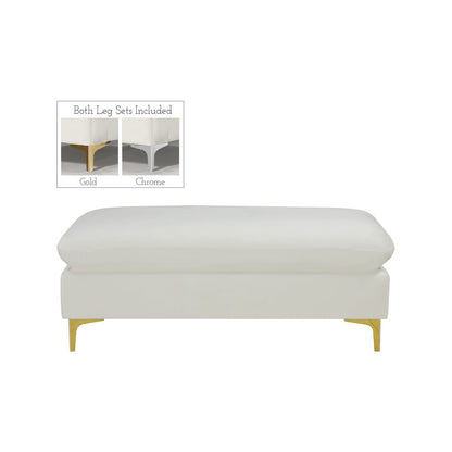 Naomi Cream Velvet Ottoman