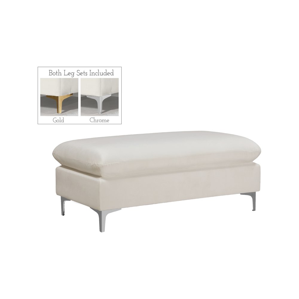 Naomi Cream Velvet Ottoman