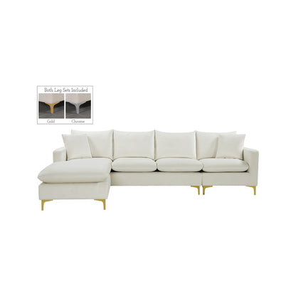 Naomi Cream Velvet 2pc. Reversible Sectional