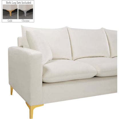 Naomi Cream Velvet 2pc. Reversible Sectional
