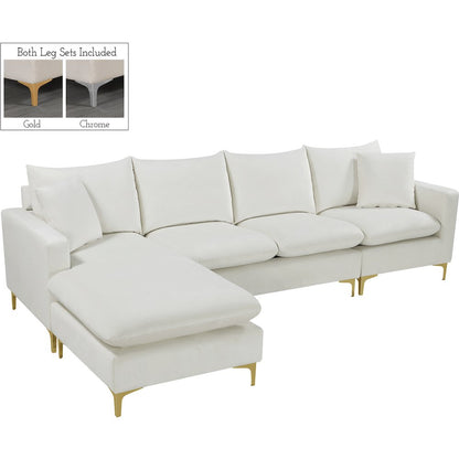 Naomi Cream Velvet 2pc. Reversible Sectional