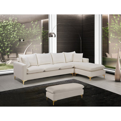 Naomi Cream Velvet 2pc. Reversible Sectional