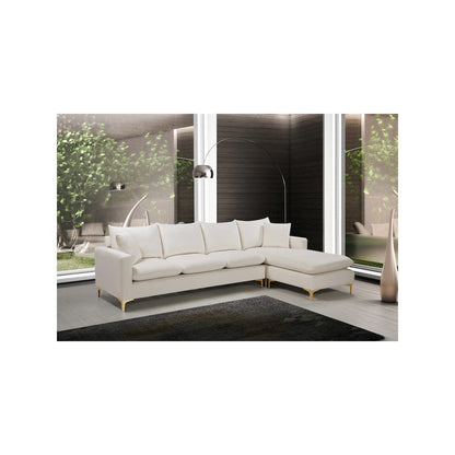 Naomi Cream Velvet 2pc. Reversible Sectional