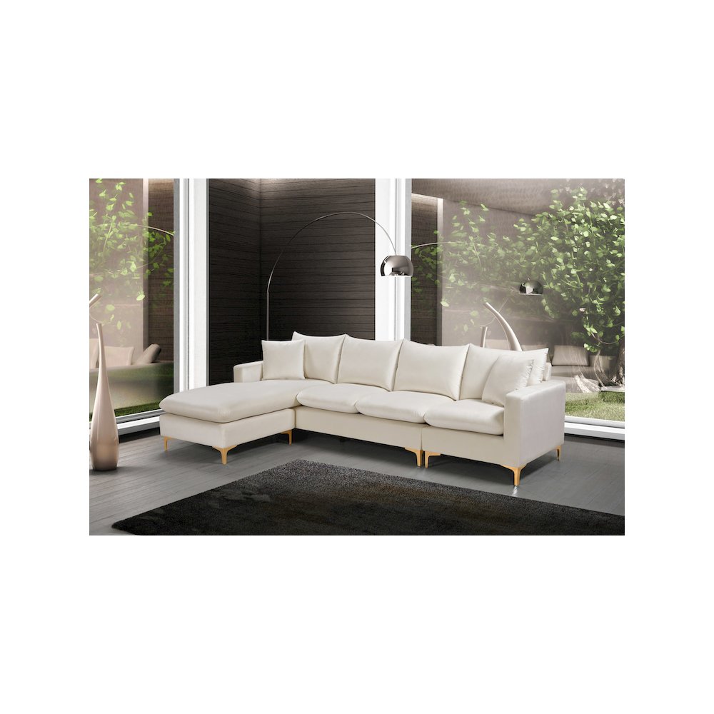 Naomi Cream Velvet 2pc. Reversible Sectional