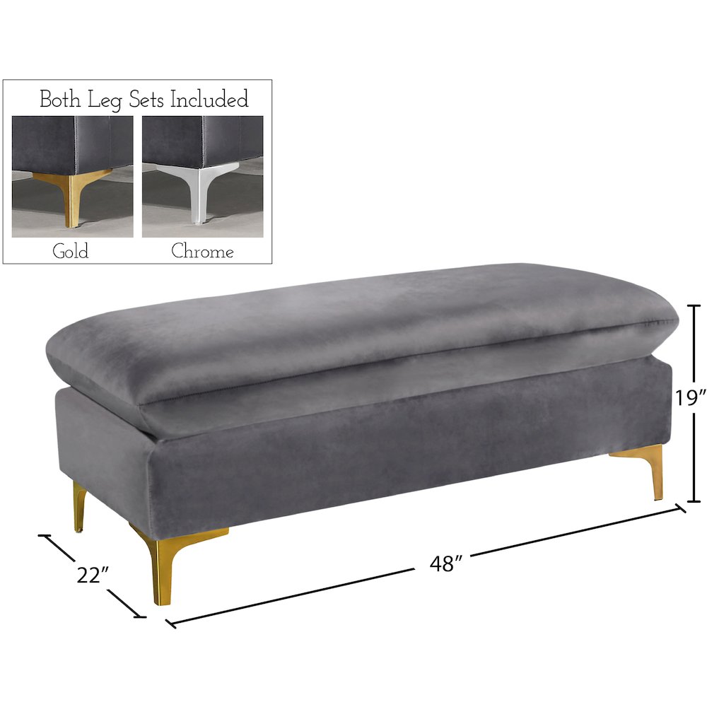 Naomi Grey Velvet Ottoman