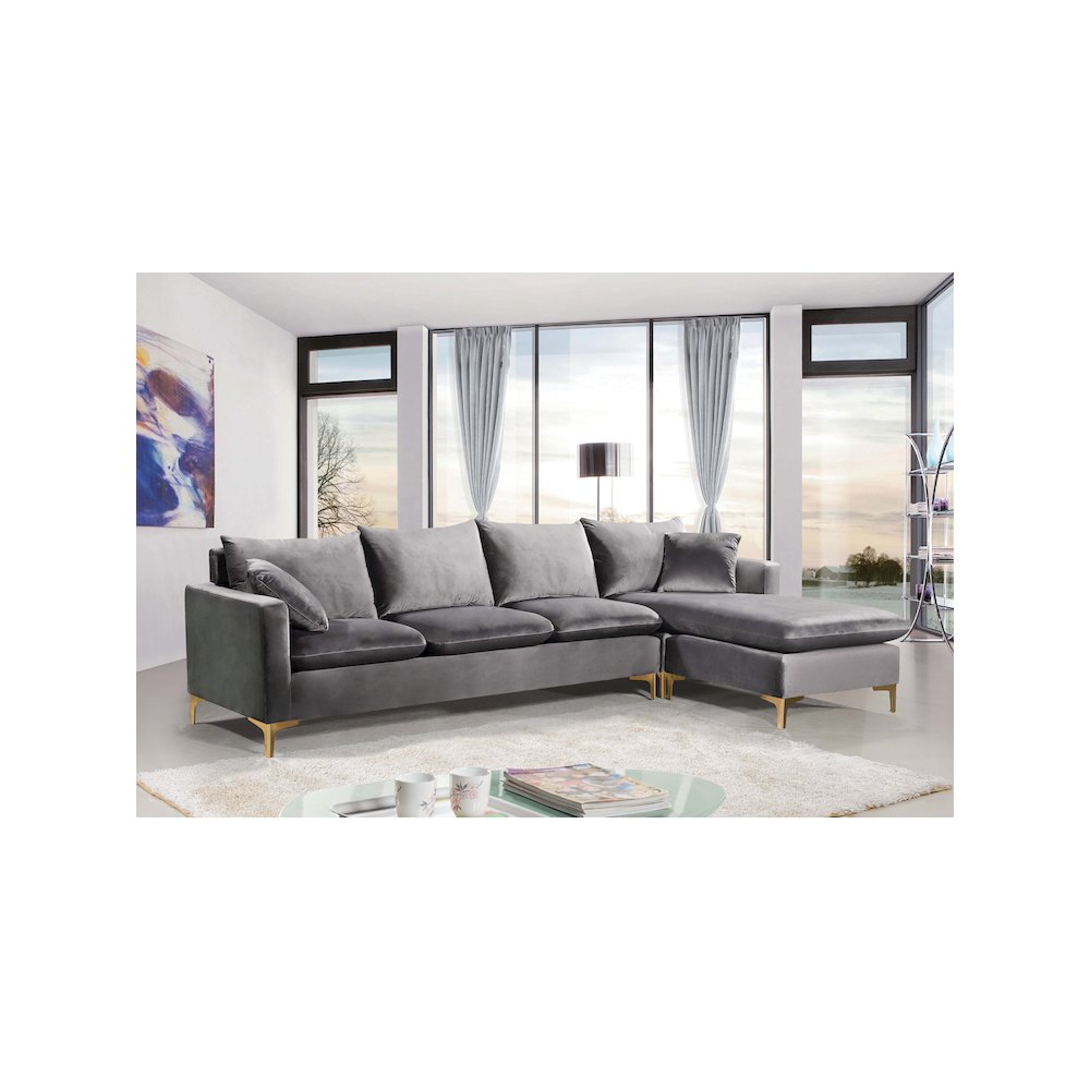 Naomi Grey Velvet 2pc. Reversible Sectional