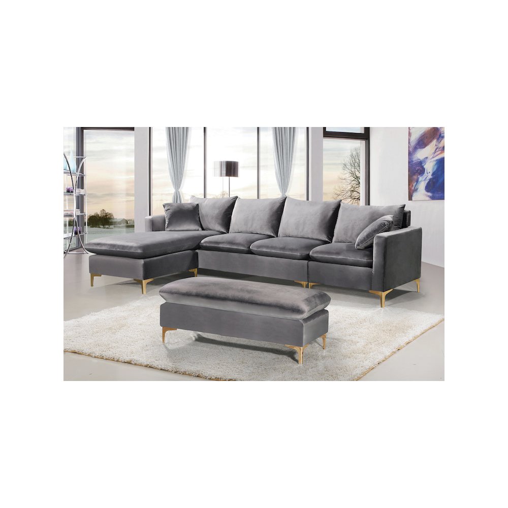 Naomi Grey Velvet 2pc. Reversible Sectional