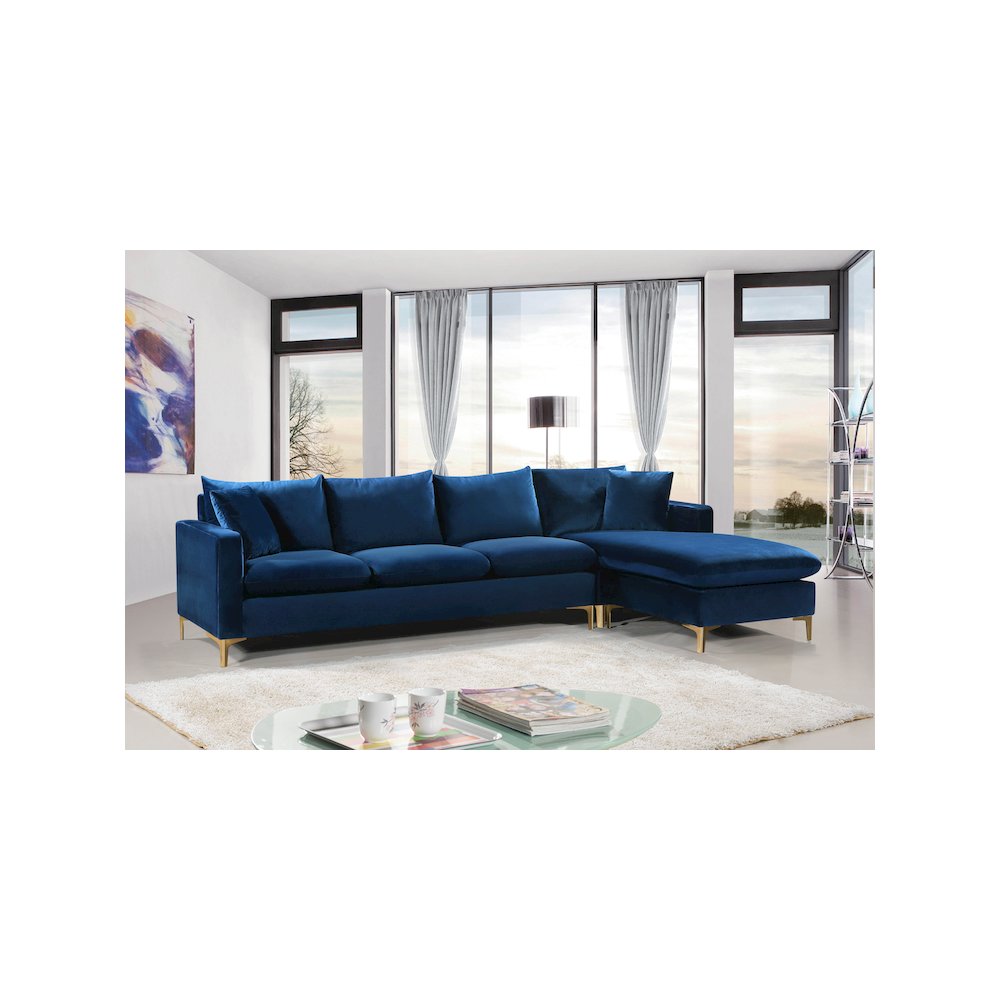 Naomi Navy Velvet 2pc. Reversible Sectional