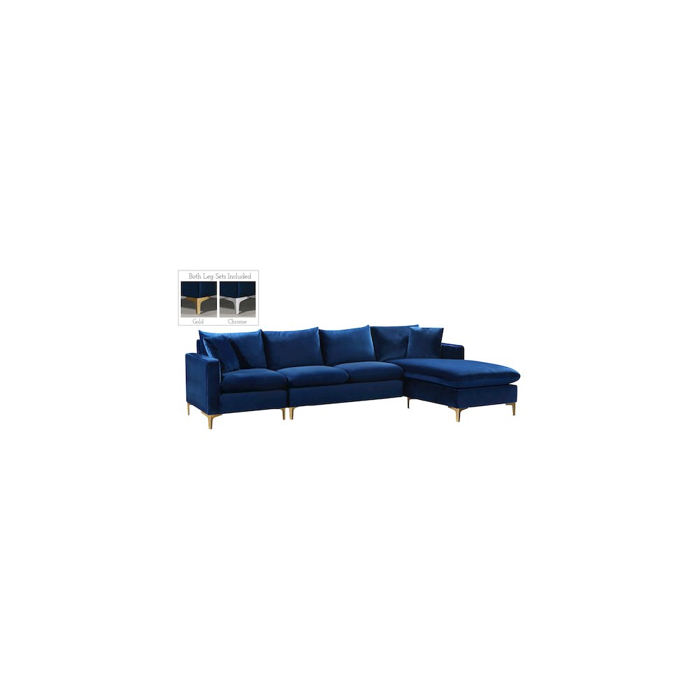 Naomi Navy Velvet 2pc. Reversible Sectional