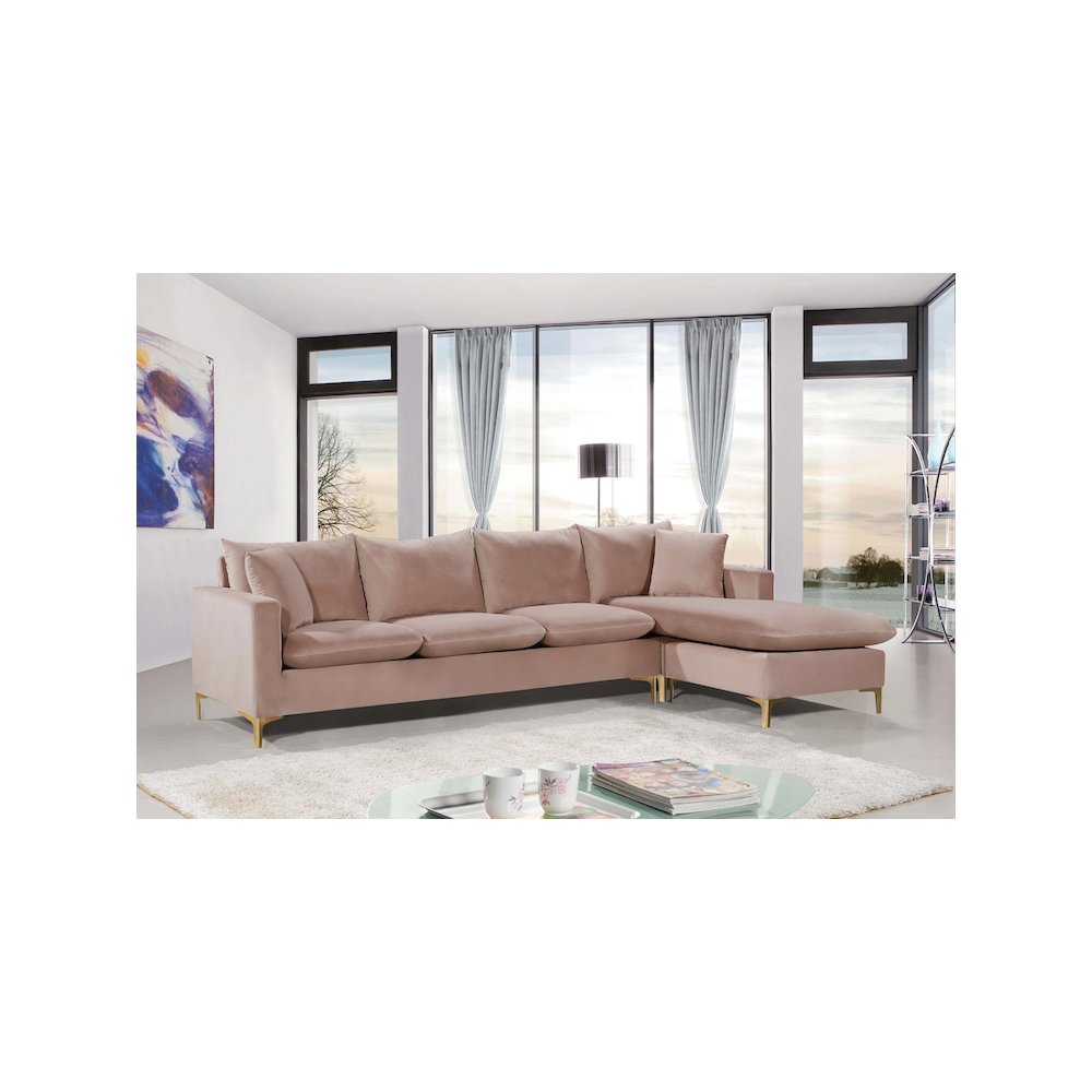 Naomi Pink Velvet 2pc. Reversible Sectional
