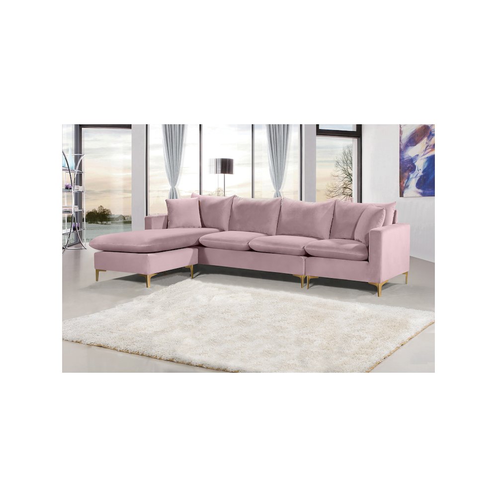 Naomi Pink Velvet 2pc. Reversible Sectional