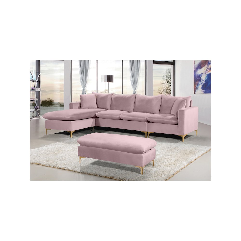 Naomi Pink Velvet 2pc. Reversible Sectional