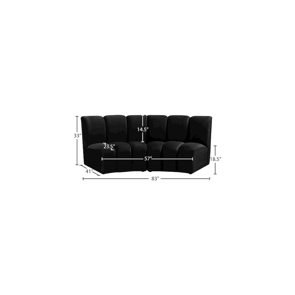 Infinity Black Velvet 2pc. Modular Sectional