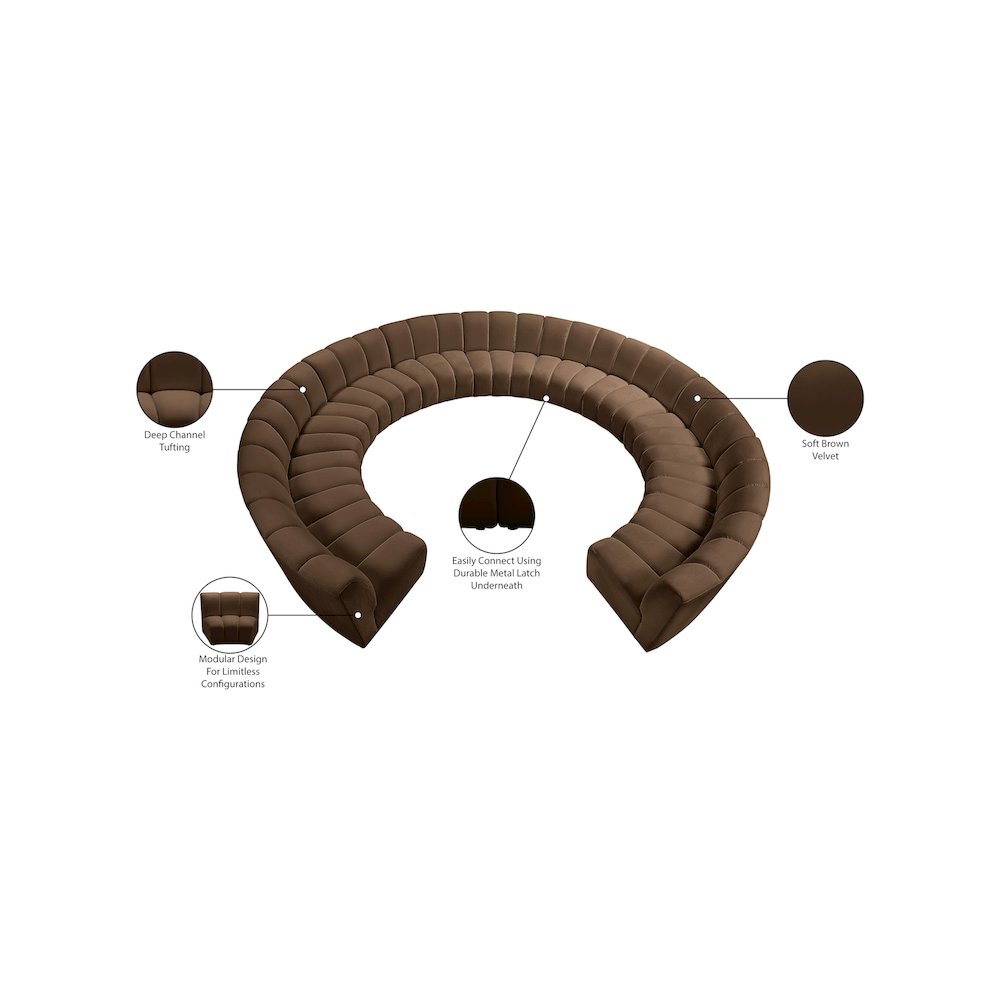 Infinity Brown Velvet 11pc. Modular Sectional