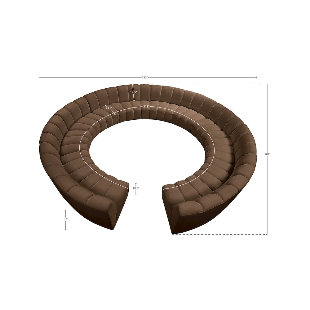 Infinity Brown Velvet 12pc. Modular Sectional