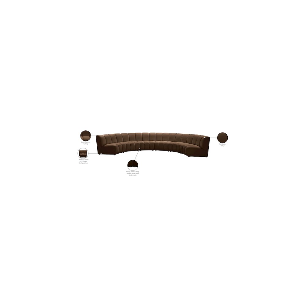Infinity Brown Velvet 6pc. Modular Sectional