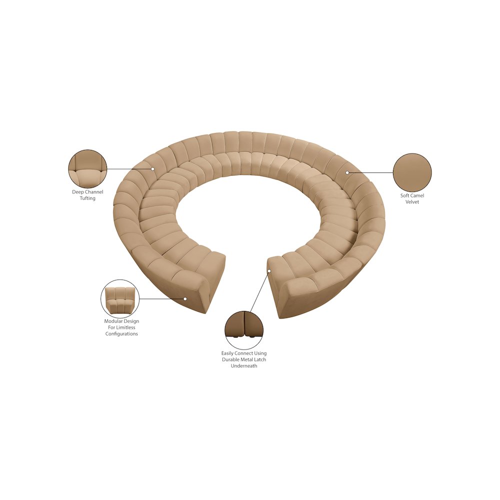 Infinity Camel Velvet 12pc. Modular Sectional