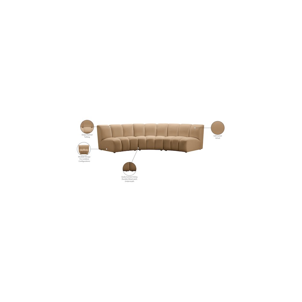 Infinity Camel Velvet 3pc. Modular Sectional