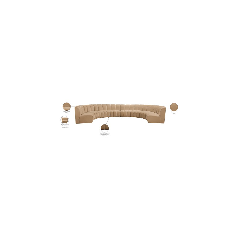 Infinity Camel Velvet 8pc. Modular Sectional