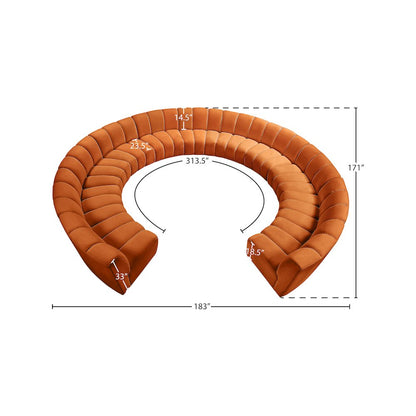 Infinity Cognac Velvet 11pc. Modular Sectional