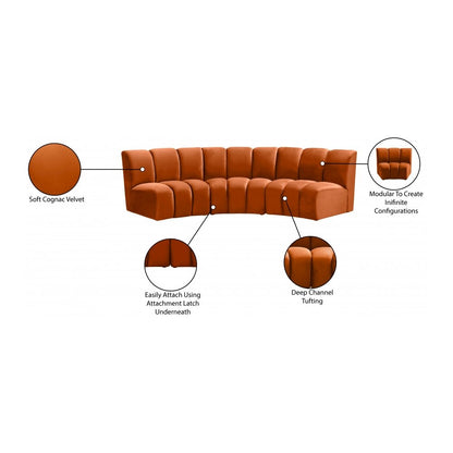 Infinity Cognac Velvet 3pc. Modular Sectional